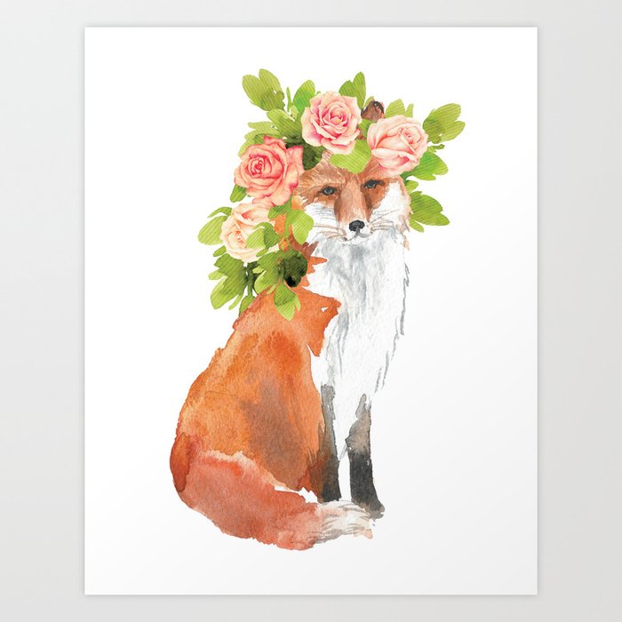 Impressionism Style Chicken with Watercolour Flower Bouquet Crown