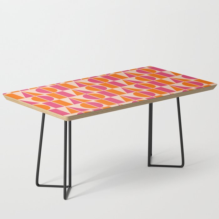Minimal Mid Century Modern Geometric Shapes 727 Orange and Pink Coffee Table