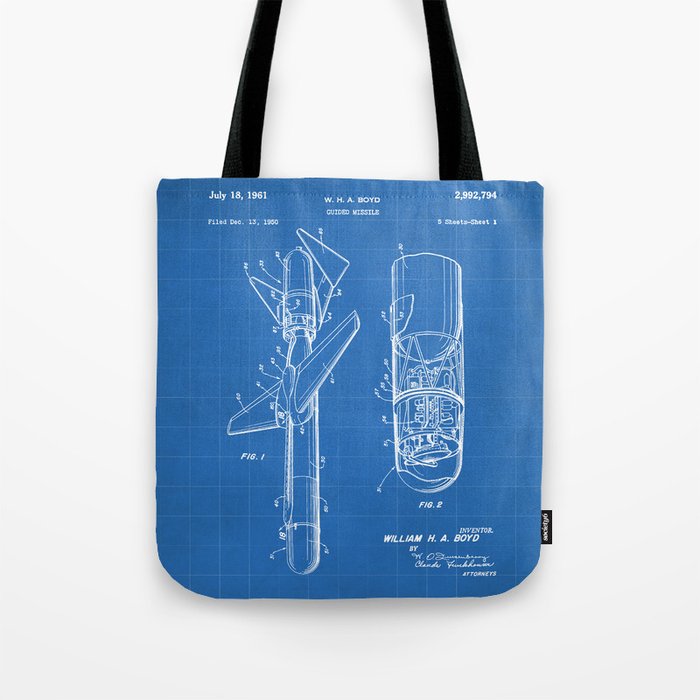 Cold War Military Missile Patent - Army Veteran Military Enthusiast Art - Blueprint Tote Bag