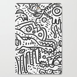 Cool Graffiti Art Doodle Black and White Monsters Scene Cutting Board