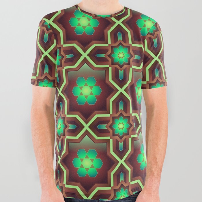 Turquoise Pattern Design All Over Graphic Tee