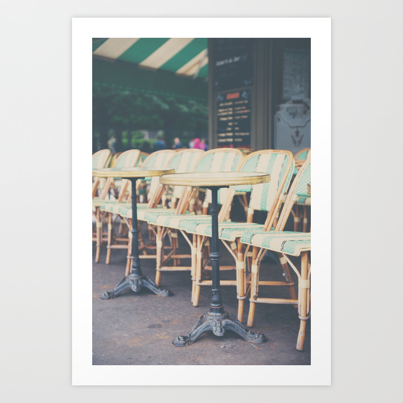Tables Chairs Outside Of A Paris Cafe Art Print By