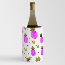 Watercolor pineapples - magenta and gold Wine Chiller