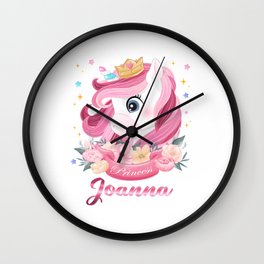Joanna Name Unicorn, Birthday Gift for Unicorn Princess Wall Clock