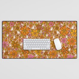 Fall Floral Print Desk Mat | Flower, Ghost, Vintage, Pattern, Curated, Autumn, Digital, Halloween, 70S, Floralprint 
