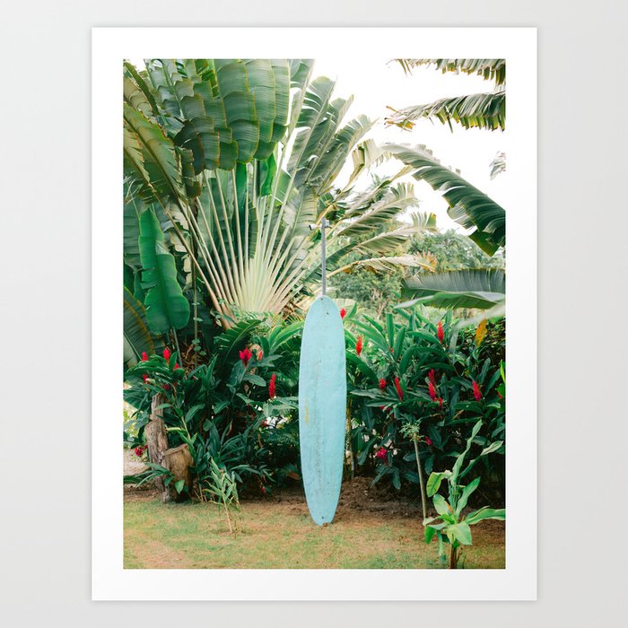The blue surfboard | Travel photography print | The Dominican Republic Art Print