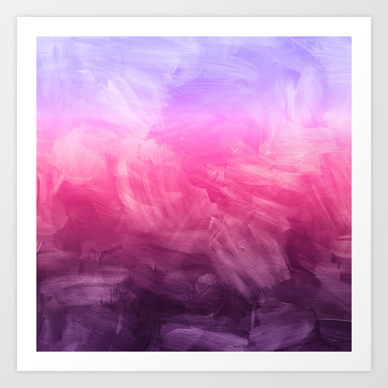 Watercolor Purple Fuchsia Ombre Painting Art Print By Trmdesign