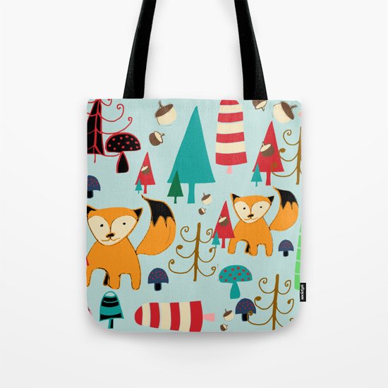 Woodland fox blue Tote Bag