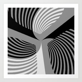 Curves & Lines - B&W Abstract Floral Pattern Art Print