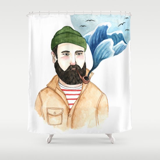The Sailor and the Sea Shower Curtain