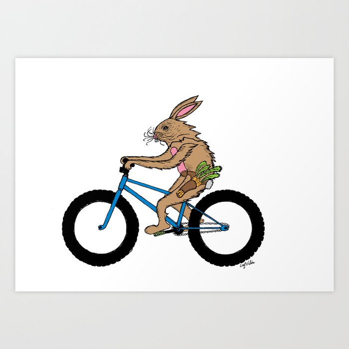 Bicycle Bunny armed with carrots Art Print