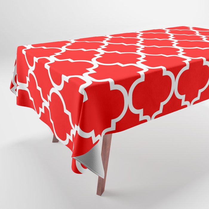 Moroccan Trellis (White & Red Pattern) Tablecloth