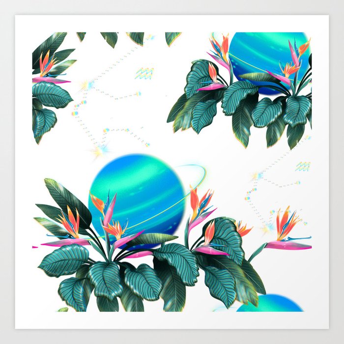 Planets and Flowers Print Art Print