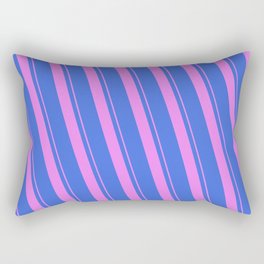 [ Thumbnail: Violet and Royal Blue Colored Lines Pattern Rectangular Pillow ]