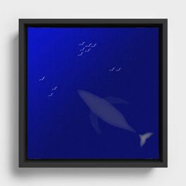 A peaceful whale in the sea Framed Canvas
