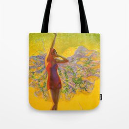 The Golden Hour roaring twenties jazz flapper sunset beach portrait painting by Edward Eggleston Tote Bag