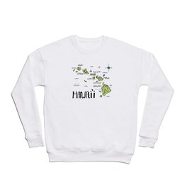 Hawaii Illustrated Map Color Crewneck Sweatshirt