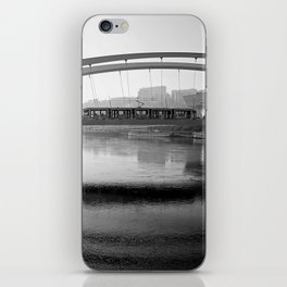 Modern railway bridge in Confluence, Lyon | Black and white Photography | Rhone river iPhone Skin