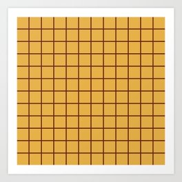 Grid Pattern Brown and Yellow Art Print