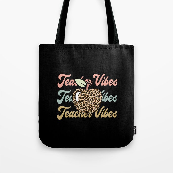 Teacher vibes retro wavy vintage fonts Tote Bag