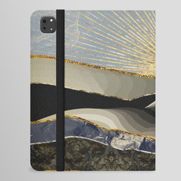 Morning Sun iPad Folio Case | Nature, Fields, Watercolor, Morning, Hills, Contemporary, Black, Sunrise, Silver, Illustration 