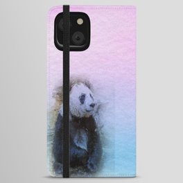Watercolor Rainbow Panda Bear iPhone Wallet Case