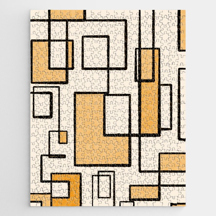 Piet Composition in Light Orange - Mid-Century Modern Minimalist Geometric Abstract Jigsaw Puzzle