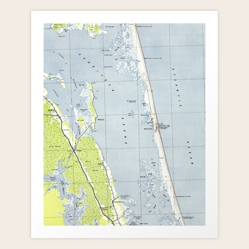 Vintage Northern Outer Banks Map 1940 Art Print By Bravuramedia