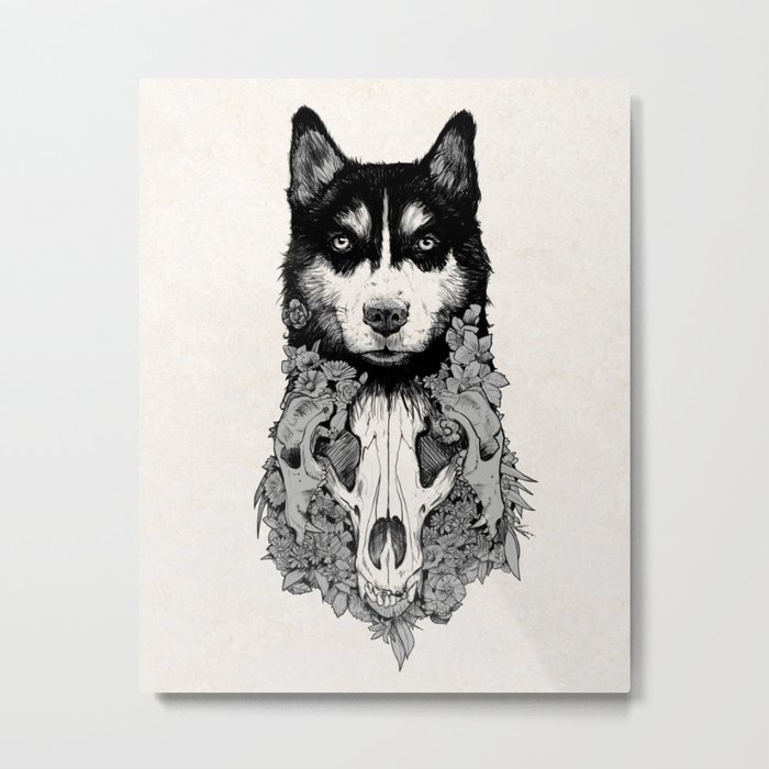 Inktober: Husky Metal Print