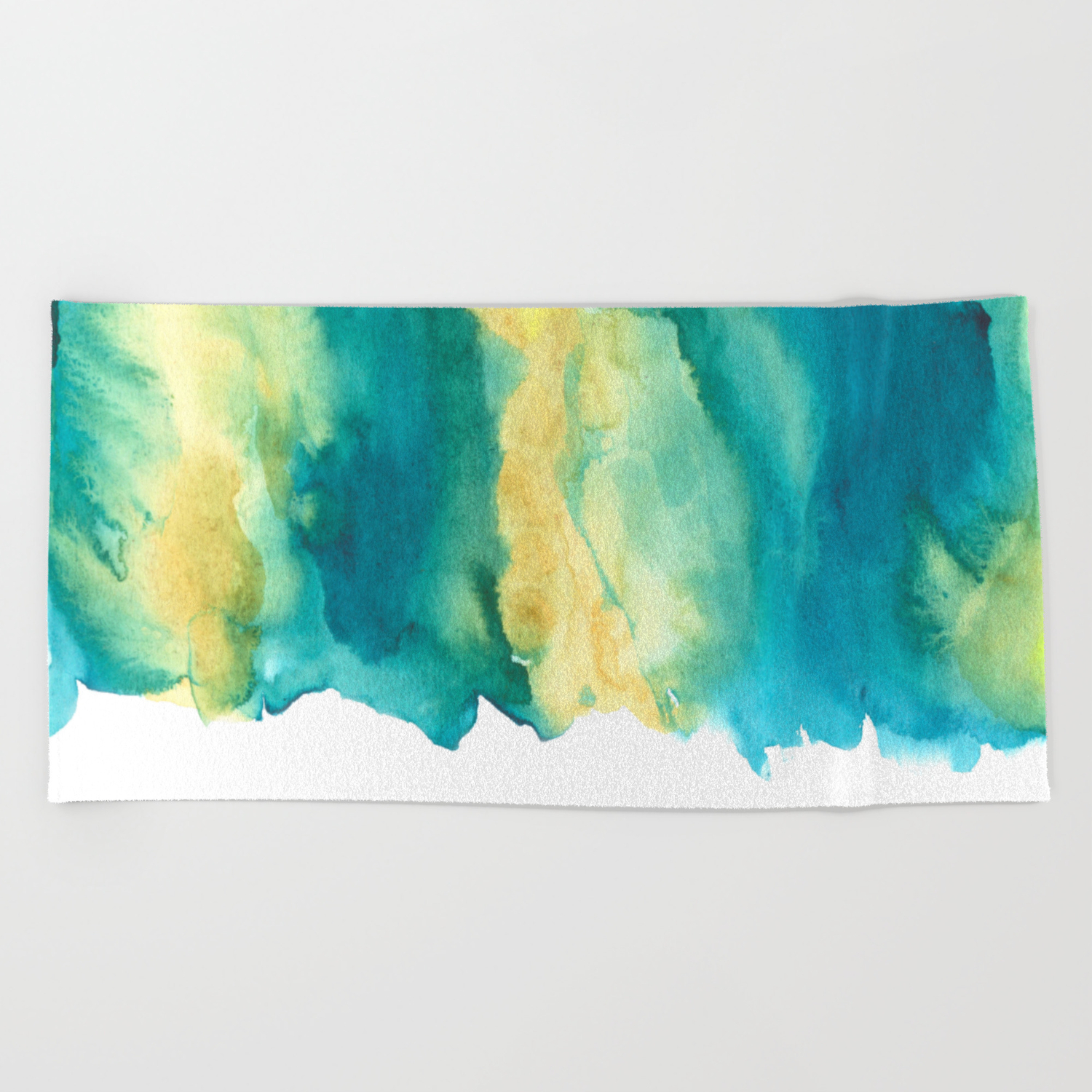Turquoise Sand Watercolor Painting Beach Towel By Akwarelki Society6