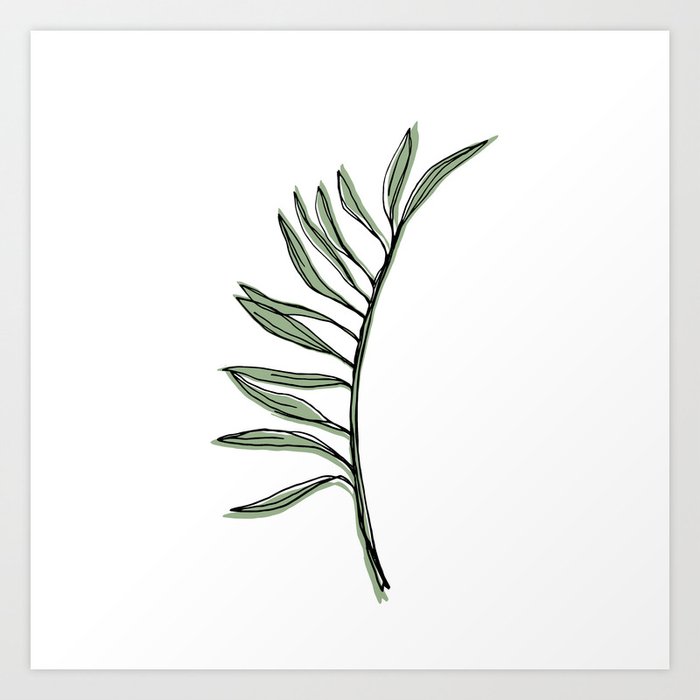 Illustrated Botanical Palm Leaf Drawing Art Print By Meganheloise Society6