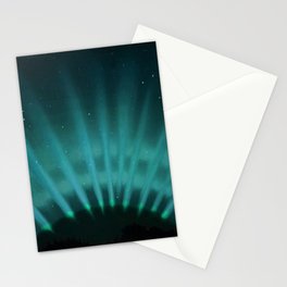 Vintage Aurora Borealis northern lights poster in blue Stationery Card