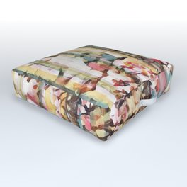 Pale Blue Floral Abstract Outdoor Floor Cushion