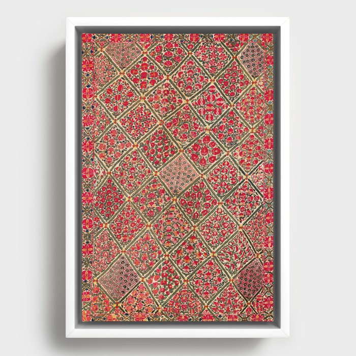 Zarafshan Suzani Uzbekistan Embroidery Print Framed Canvas