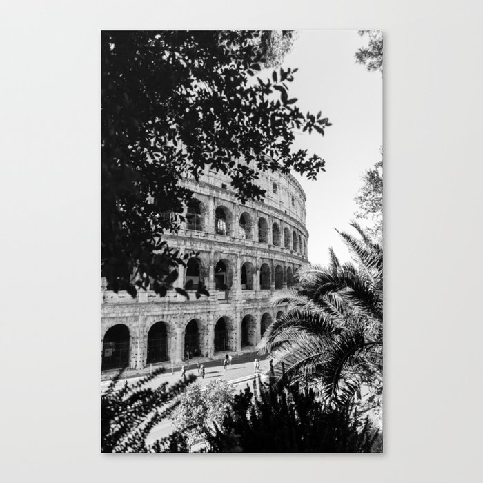 The Roman Colosseum in Black and White || Ancient Rome, Italy, Architecture, Travel Photography Canvas Print