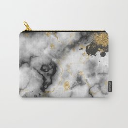 Marble Black White and Gold Carry-All Pouch