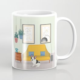 Hanging Plants And A French Bulldog In A Midcentury Interior Coffee Mug