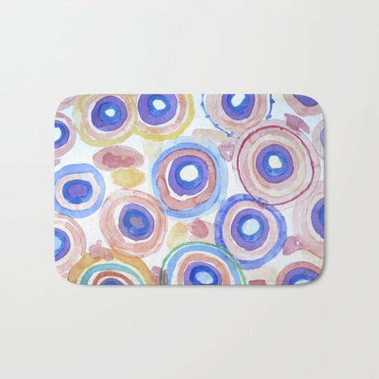 Picturesque Pastel Circles Pattern Bath Mat
