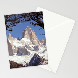 Argentina Photography - Huge Snowy Mountains Seen From Between Two Trees Stationery Card