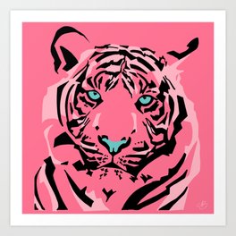 Pop Art Pink Tiger Art Print | Tiger, Girlsroom, Wild, Pop Art, Animal, Acrylic, Modern, Nursery, Abstract, Painting 