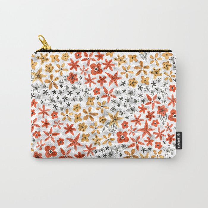 tiny tiny red gold and black flowers Carry-All Pouch