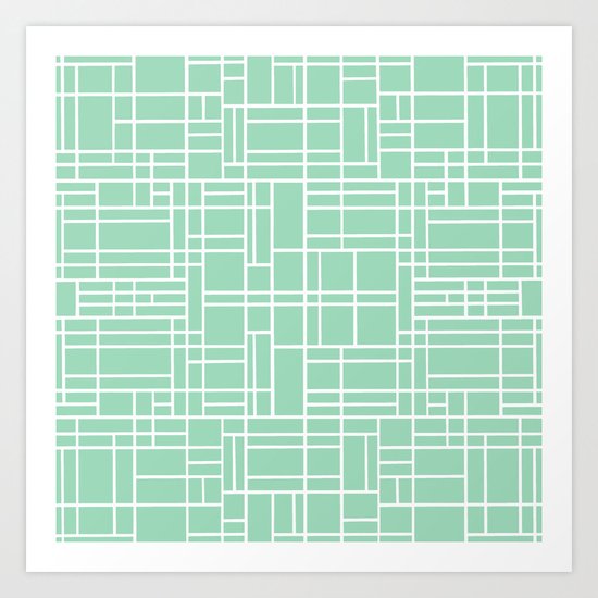 Map Outline Mint Art Print