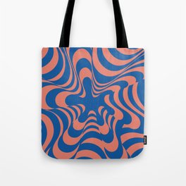 Abstract Groovy Retro Liquid Swirl in Blue Tote Bag