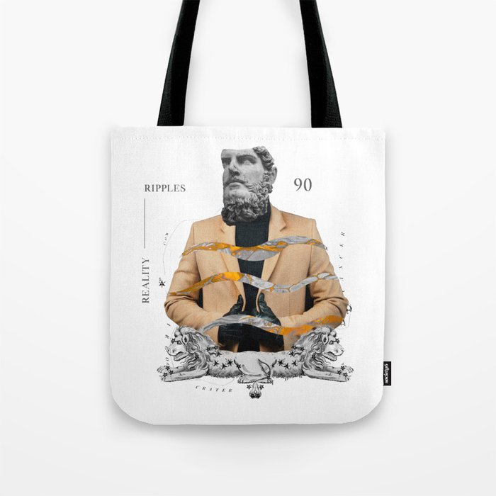Statue collage with lions Tote Bag