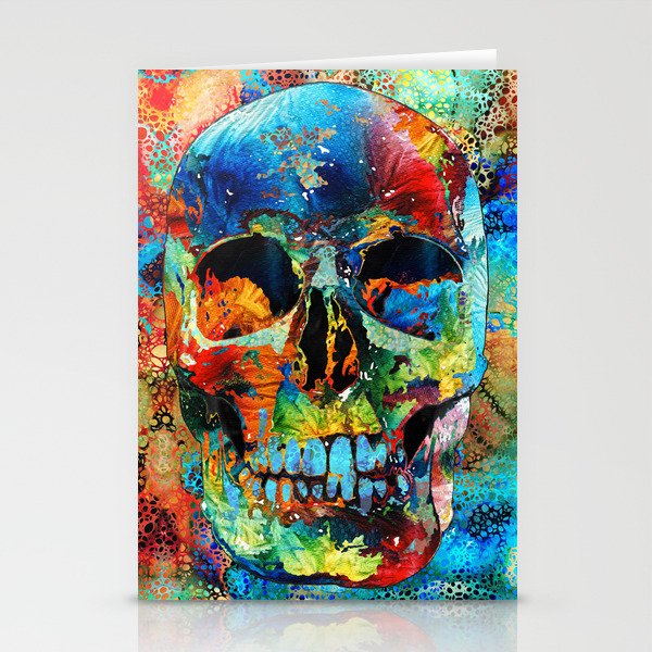 Colorful Candy Skull Art by Sharon Cummings Stationery Cards