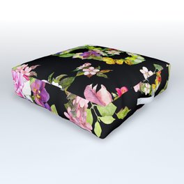 Floral skulls with flowers Outdoor Floor Cushion