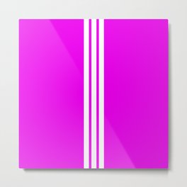3 White Stripes on Pink Metal Print | Graphicdesign, Retro, Digital, 90S, Woman, Trendy, Striped, 70S, 60S, Stripes 