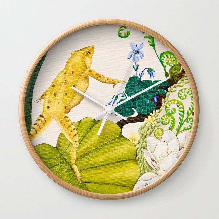 Frog on Water Lilly Wall Clock