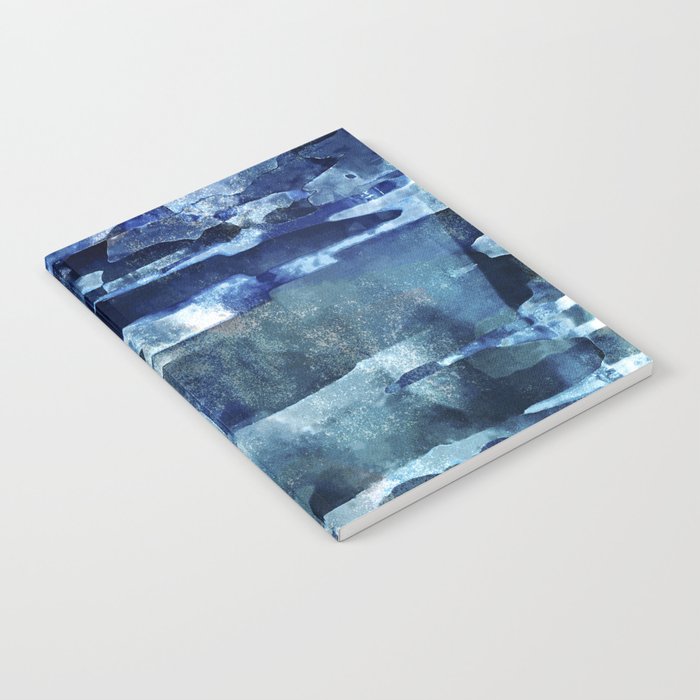 African Dye - Colorful Ink Paint Abstract Ethnic Tribal Organic Shape Art Navy Blue Mud Cloth Notebook