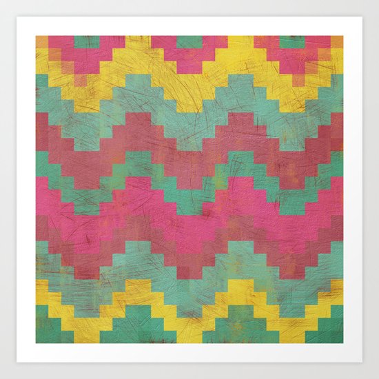 Aztec Vintage Pattern 01 Art Print
